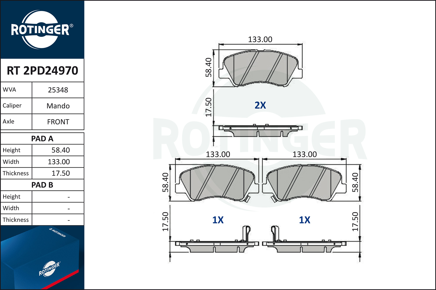 ROTINGER Fékbetét, mind RT2PD24970_ROT